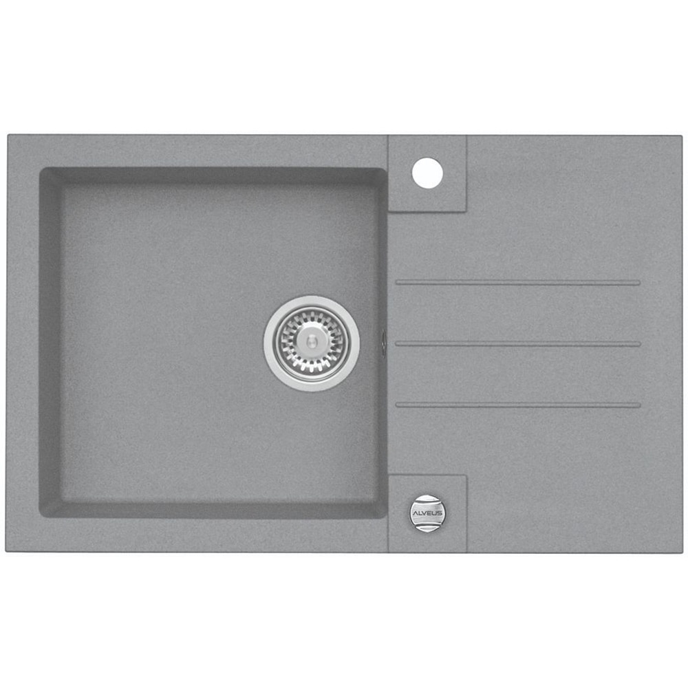 Pachet chiuveta ALVEUS Rock 130, 1 cuva, picurator reversibil, compozit + baterie, gri