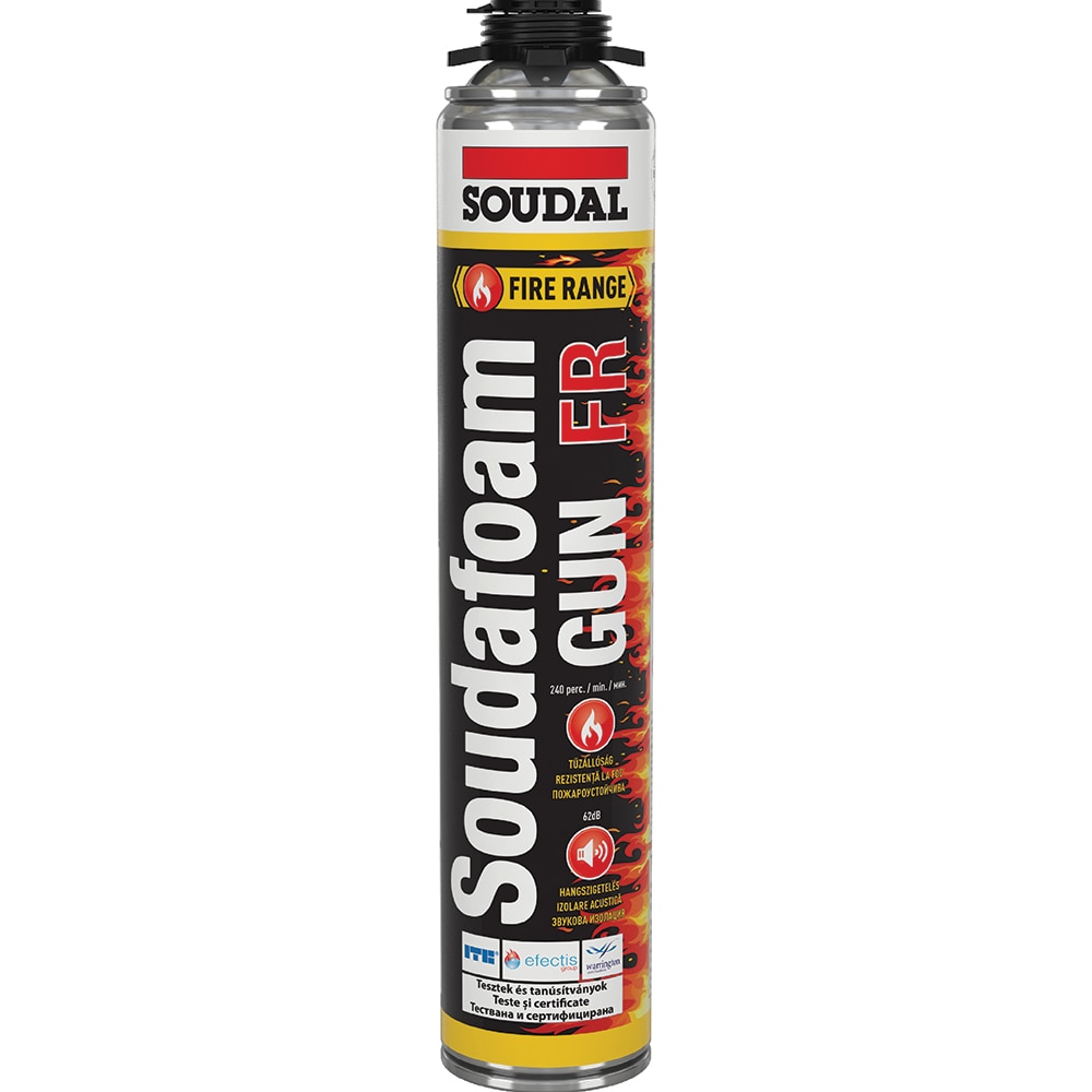 Spuma poliuretanica SOUDAL, aplicare cu pistol, rosu, 750 ml