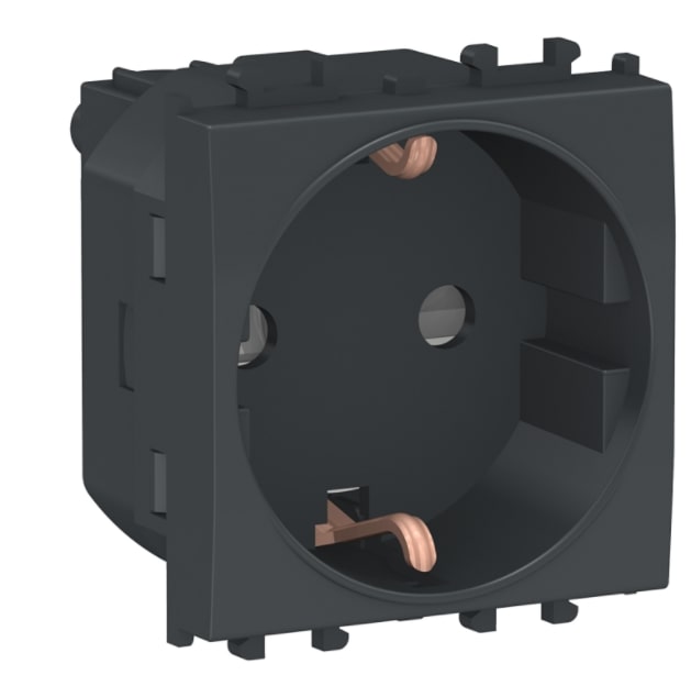 Priza 2P+E, obturatoare, 2M, neagra  Schneider Electric Easy Styl