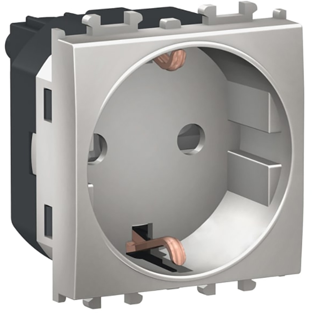 Priza SCHNEIDER ELECTRIC Easy Styl, 2P+E, 2 module, IP20, argintiu