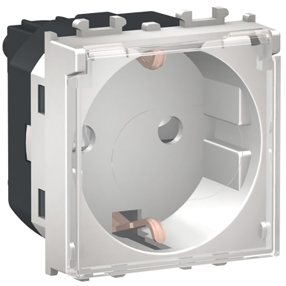 Priza SCHNEIDER ELECTRIC Easy Styl, 2P+E, 2 module, capac, IP20, argintiu