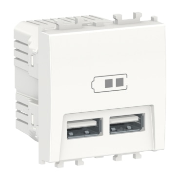 Priza dubla incarcare USB, alba, 2m  Schneider Electric Easy Styl