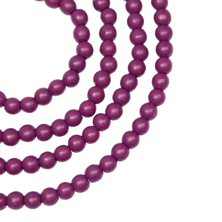 Sirag margele pentru brad Craciun, 2 m, lemn, mov