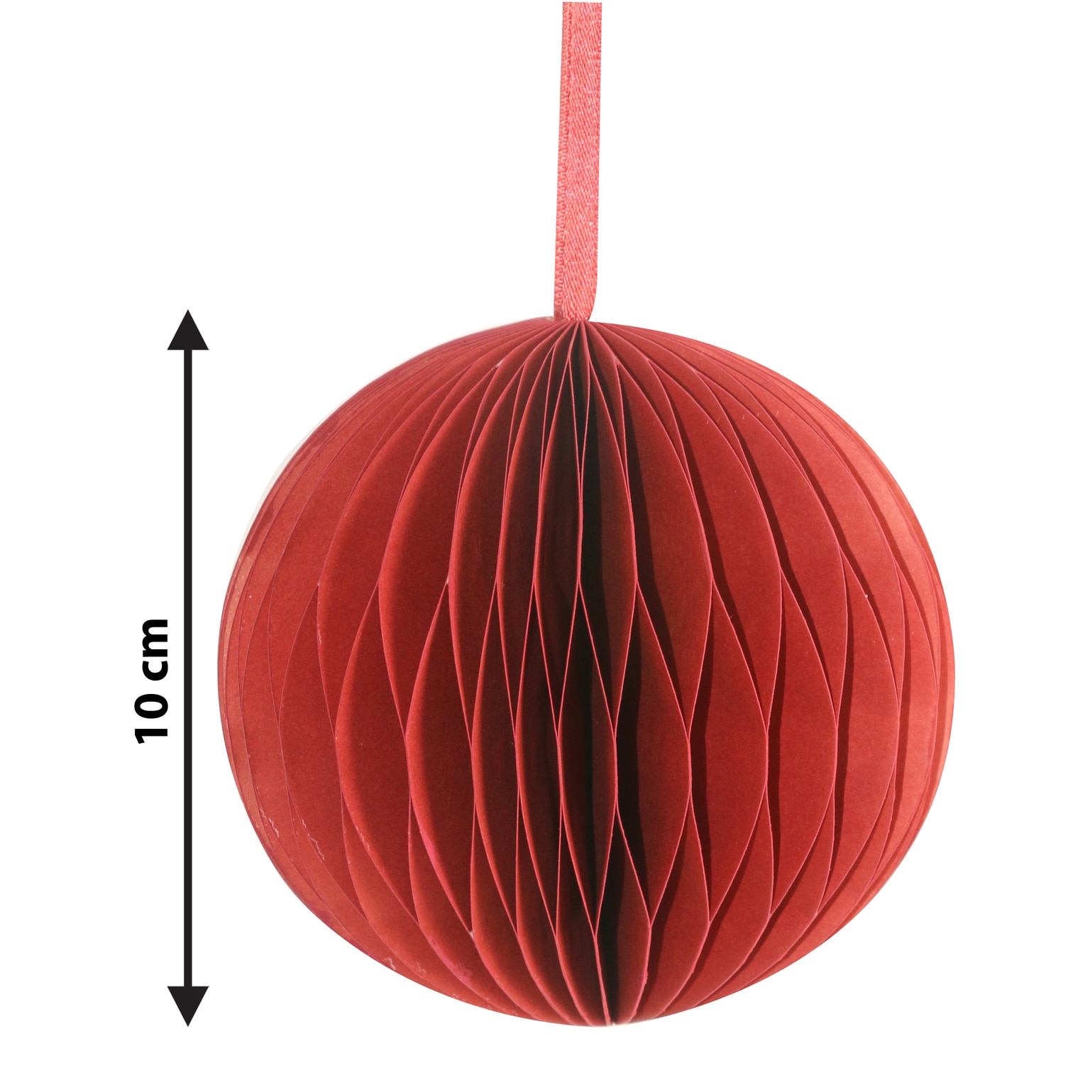 Set 2 globuri pentru brad Craciun, 10 cm, hartie, rosu si verde