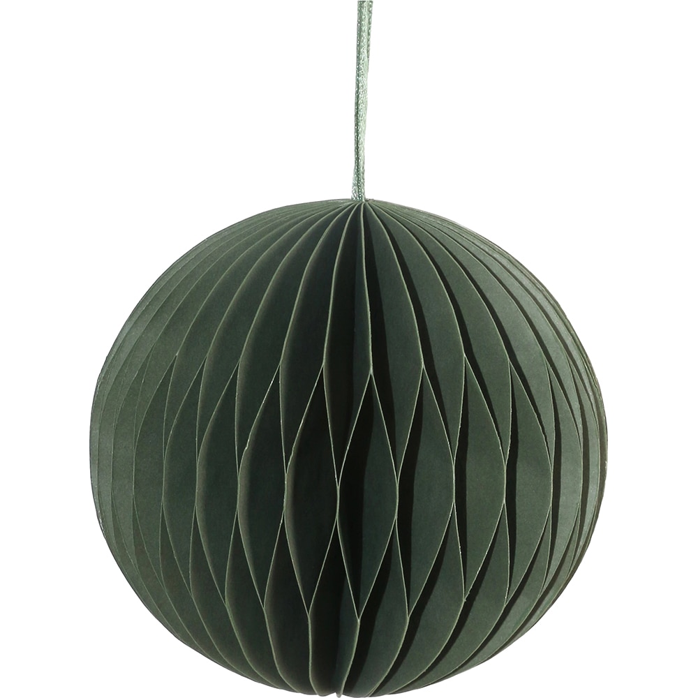 Set 2 globuri pentru brad Craciun, 10 cm, hartie, alb si verde