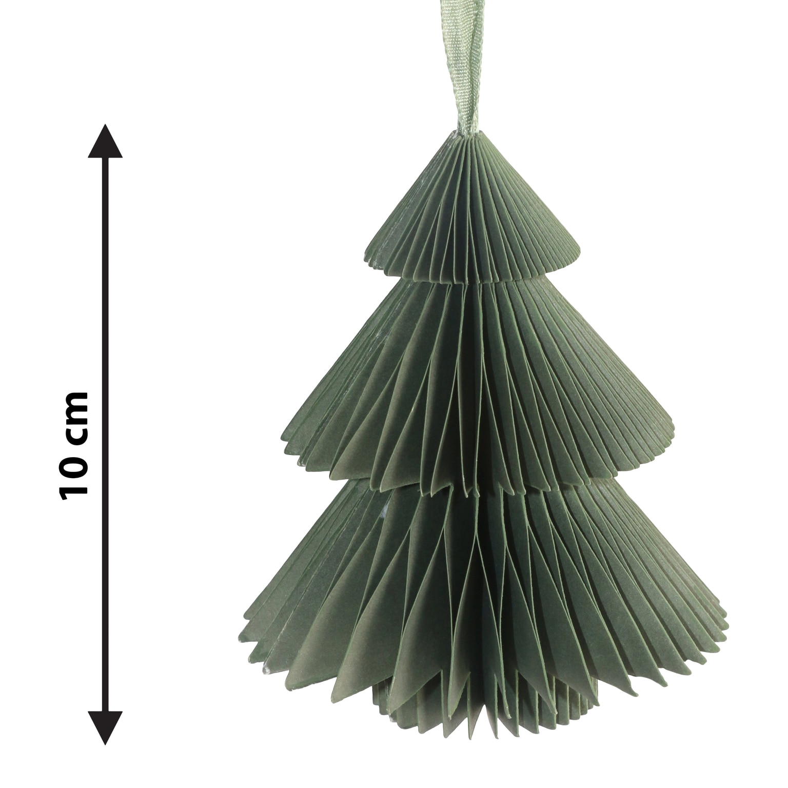 Set 2 decoratiuni Bradut, 10 cm, hartie, verde