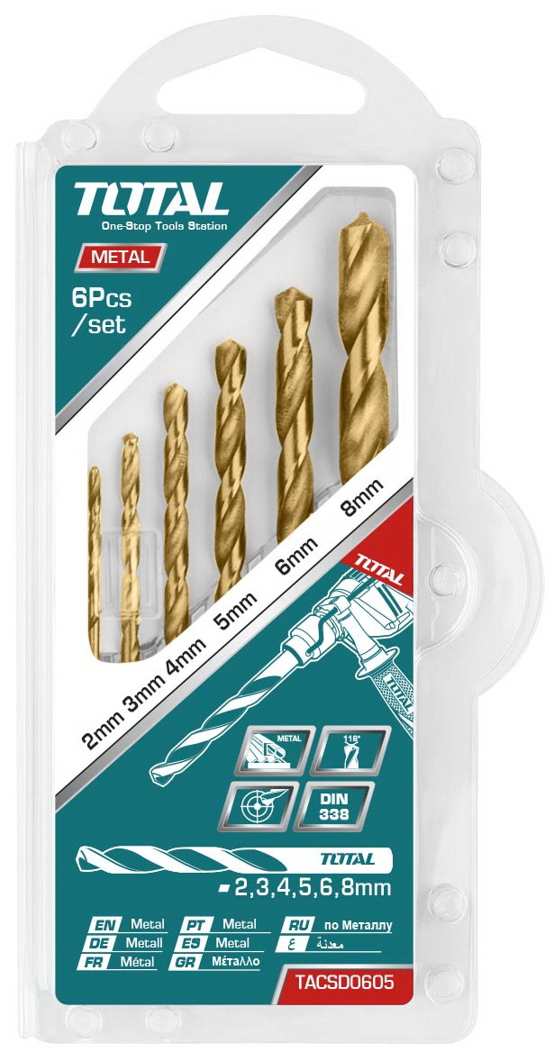 Set burghie pentru metal HSS: 6 buc  TOTAL