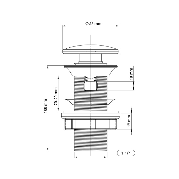 Ventil Quick-clack cu preaplin, dop ceramic negru  Wirquin Essentials