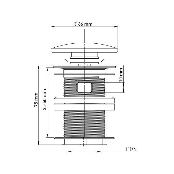 Ventil Quick- clack cu preaplin, metalic, L75 mm  Wirquin Essentials