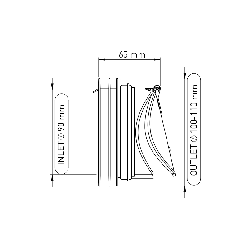 Clapeta sens pentru racord WC, 100 / 110  Wirquin Essentials