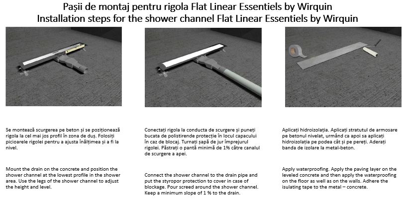 Rigola de dus WIRQUIN, sifon reglabil 360, 60 cm, gri