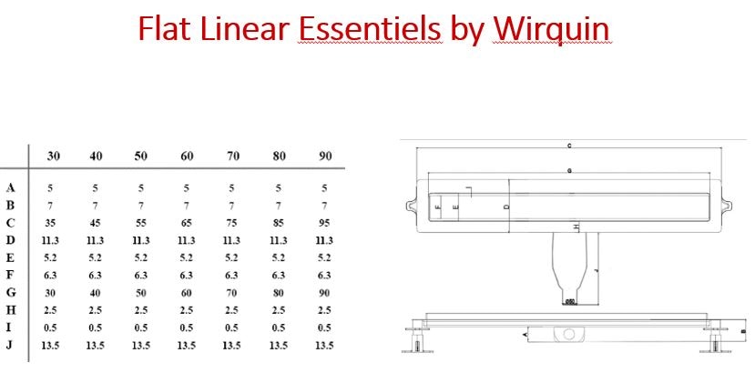 Rigola de dus WIRQUIN, sifon reglabil 360, 60 cm, gri
