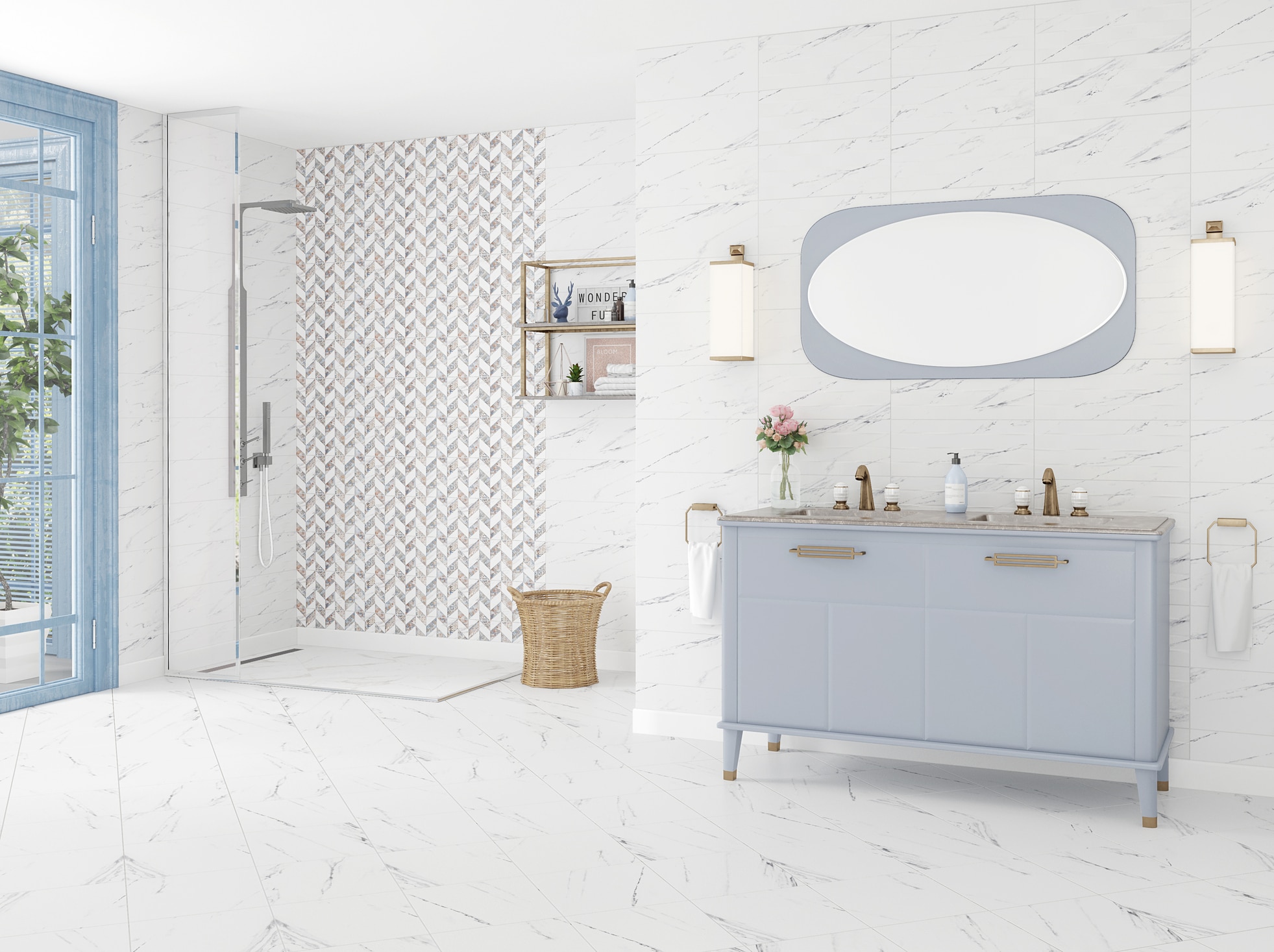 Faianta KAI Elada, alb, 20 x 50 cm, grosime 9 mm, 1.3 mp/cutie