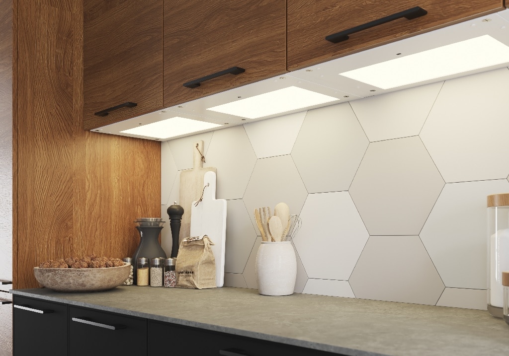 Lampa LED iluminare dulap bucatarie GoodHome Carraway, 50 cm, alb