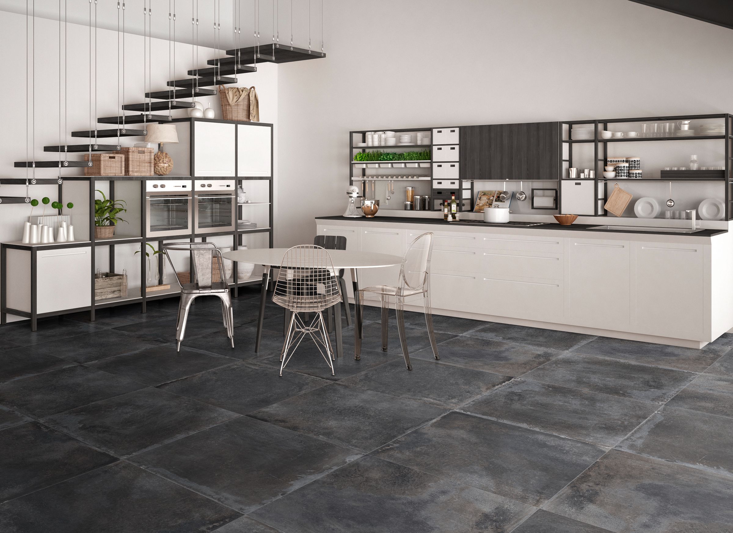 Gresie interior Keros Dafne, negru, 80,5 x 80,5 cm, 1,28 mp/cutie