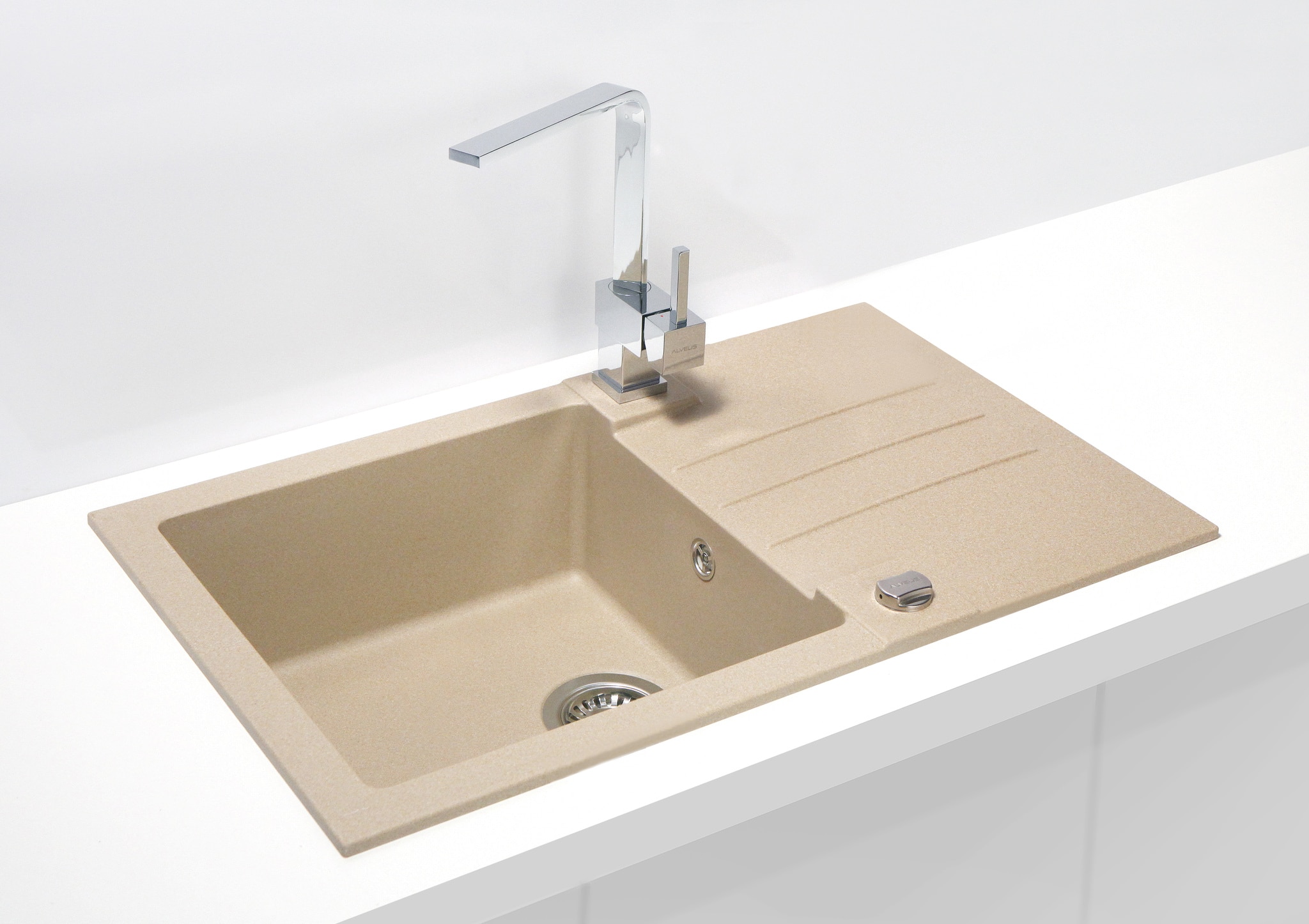 Chiuveta bucatarie granit, reversibila, ROCK 130 G55, 78 x 48 cm, adancime 18 cm, bej  Alveus