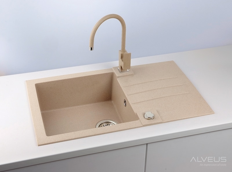 Chiuveta bucatarie granit, reversibila, ROCK 130 G55, 78 x 48 cm, adancime 18 cm, bej  Alveus