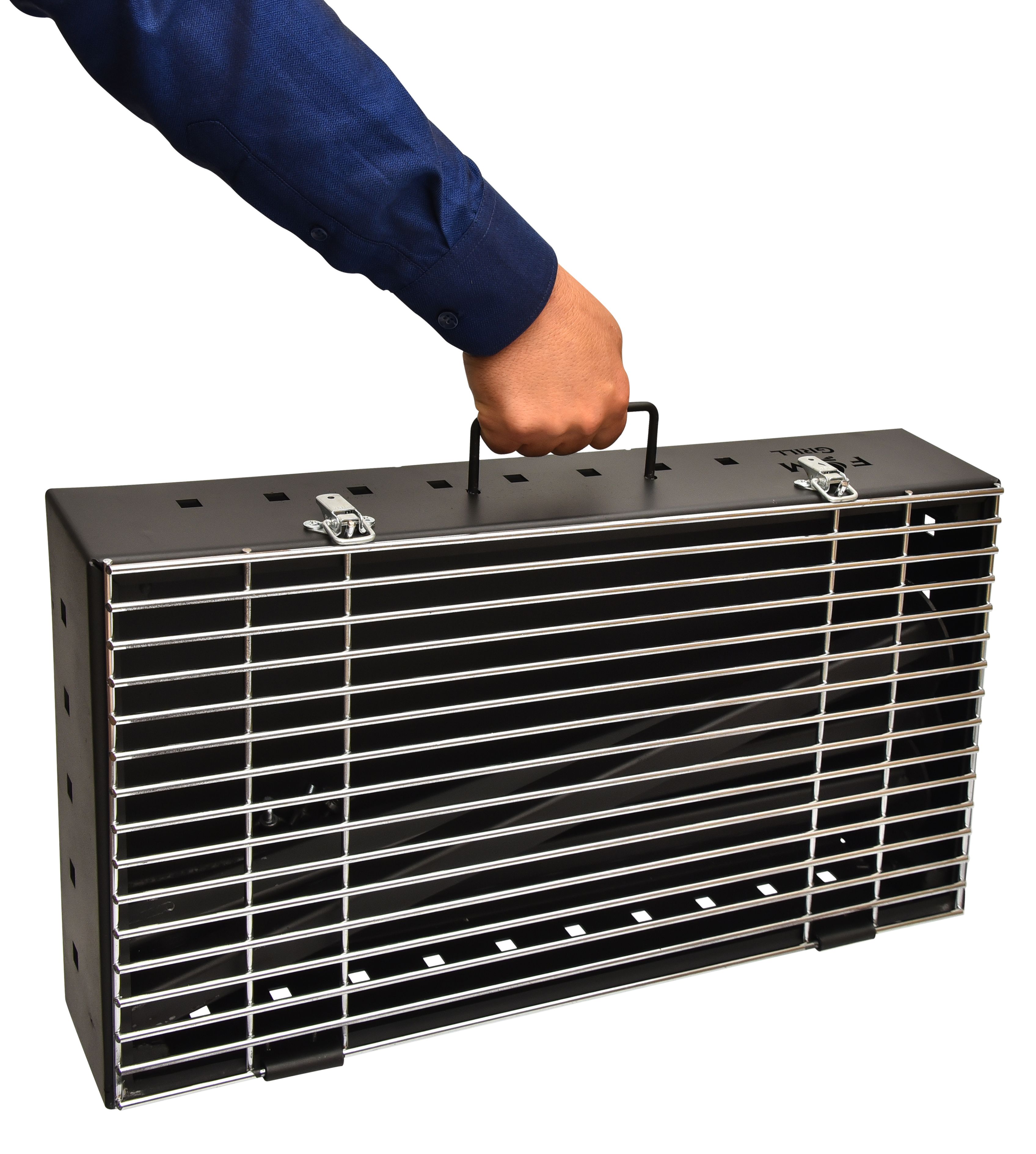 Gratar portabil FM Grill, din otel, 58 x 30 cm