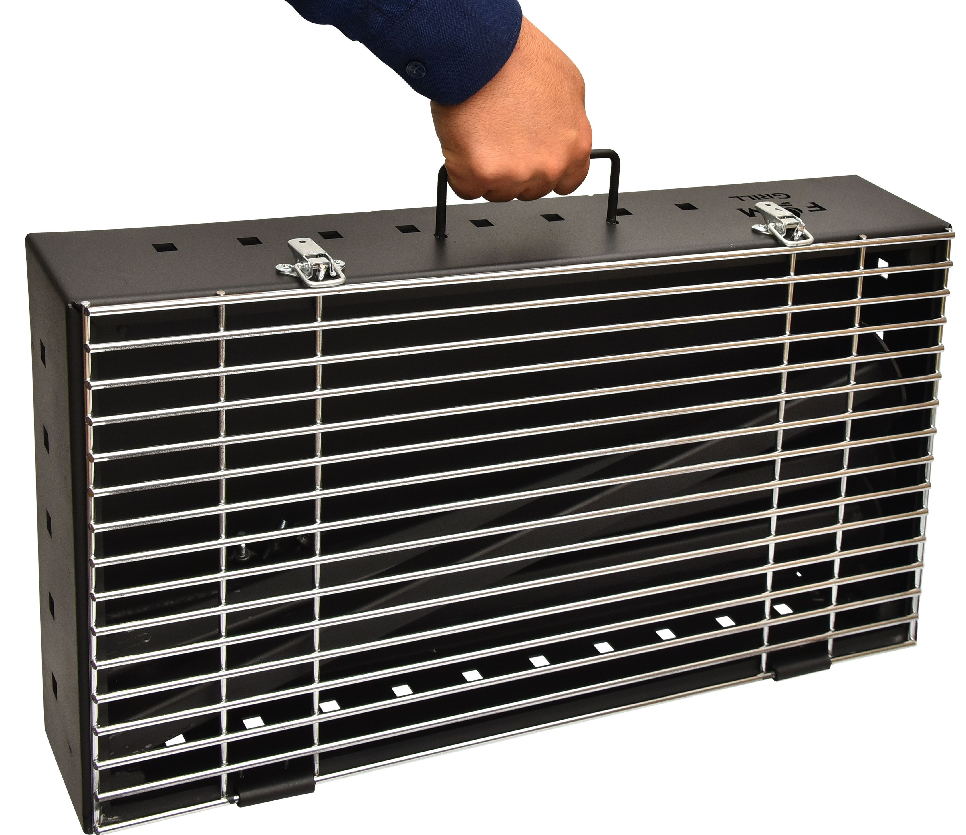 Gratar portabil FM Grill, din otel, 58 x 30 cm