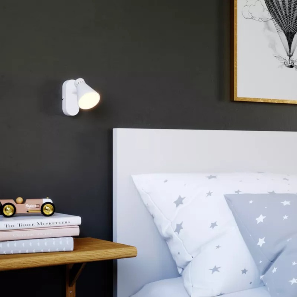 Spot de perete Edson GoodHome, 1  GU10, LED compatibil, orientabil, alb