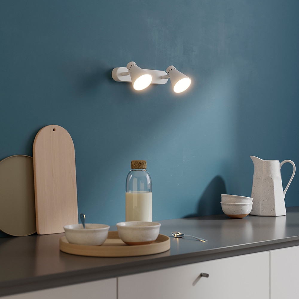 Spot LED Edson GOODHOME, 2 becuri GU10, 10W, 500lm, 3000K, alb