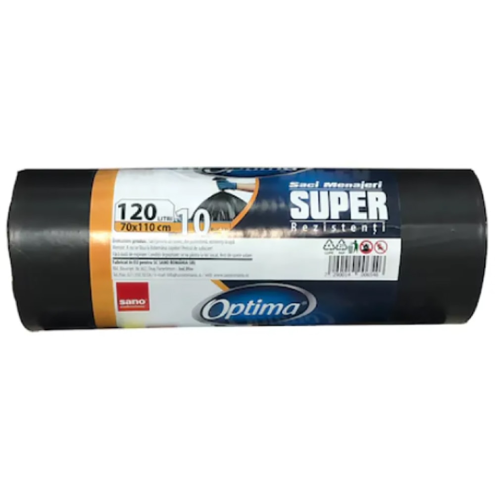 Saci menajeri SANO Optima, 10 bucati, 120 l, negru