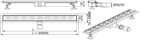 Rigola din inox, 600 x 70 mm  Everpro Retro