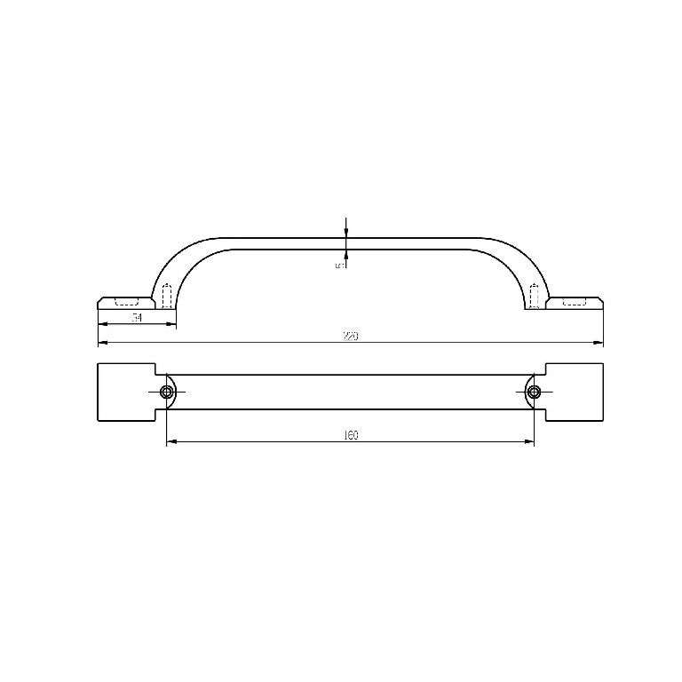 Set 2 manere tip funda pentru bucatarie GOODHOME Murri, 22 cm, aliaj de aluminiu, gri