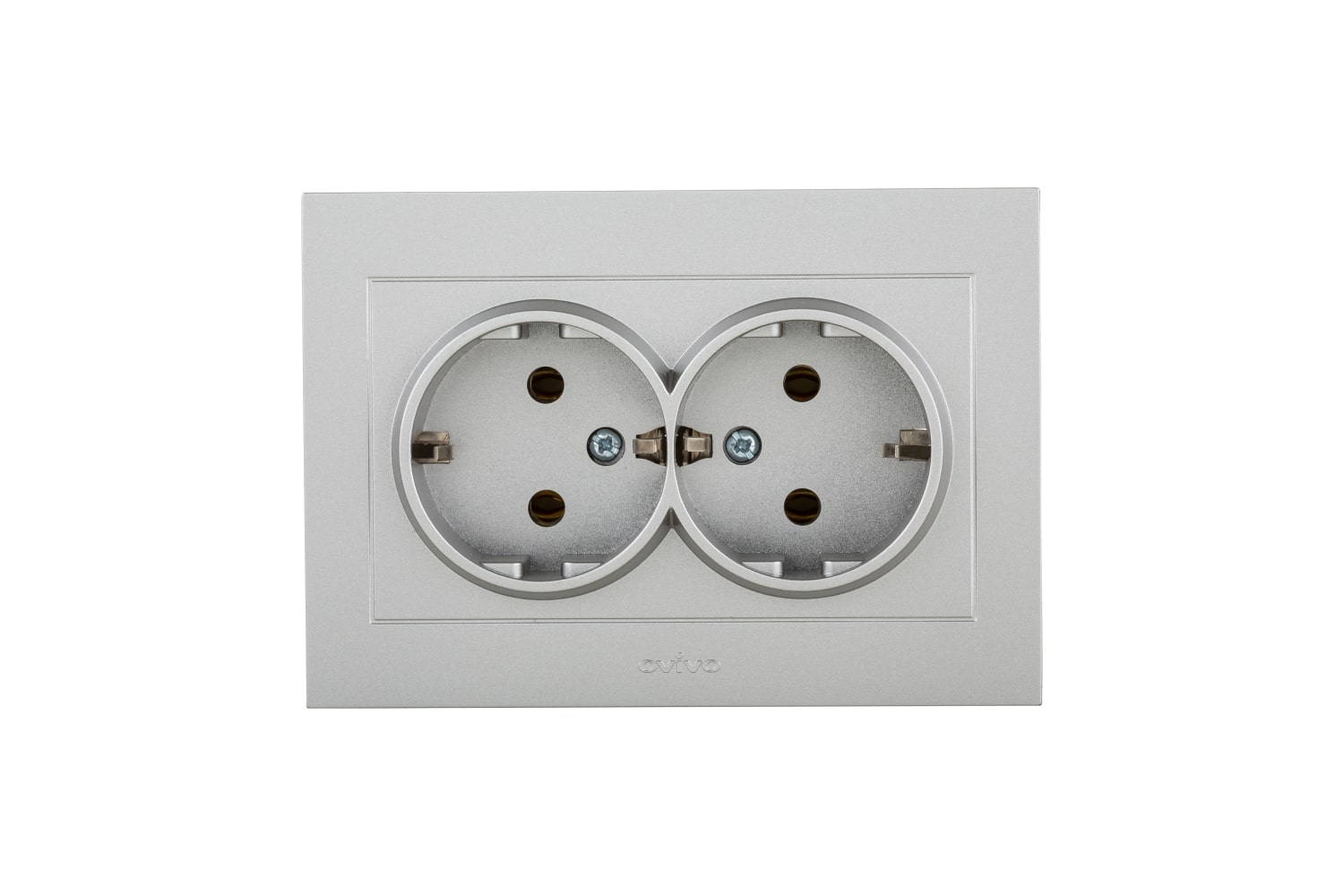 Priza Schuko dubla ST Grano Argintiu  Ovivo