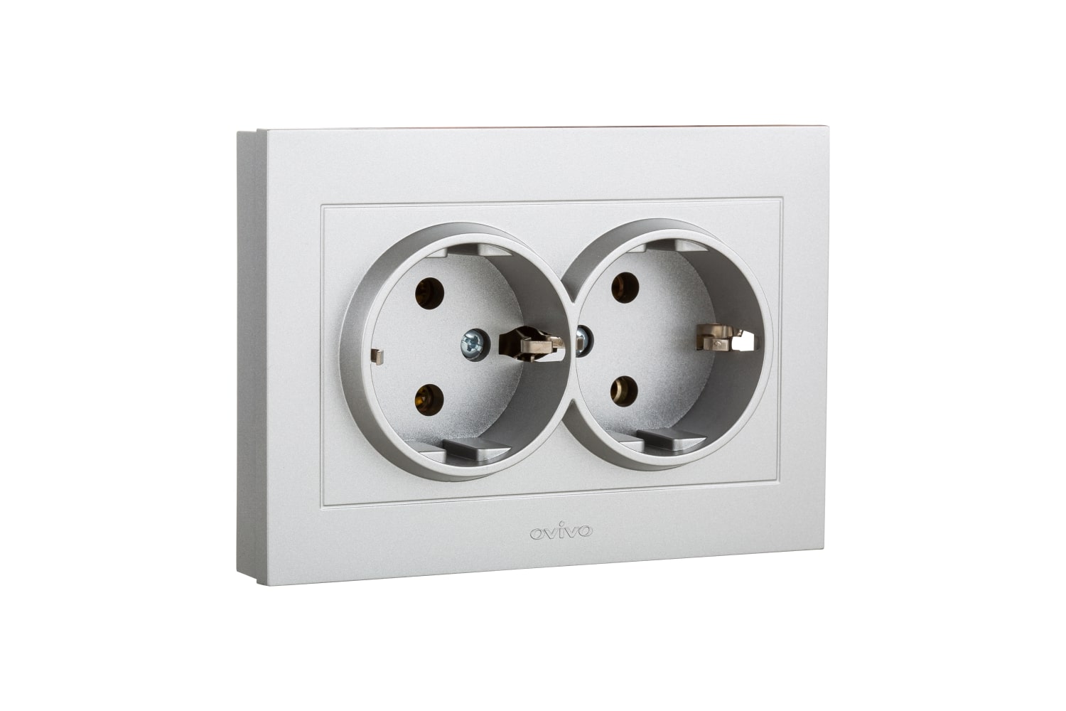 Priza Schuko dubla ST Grano Argintiu  Ovivo