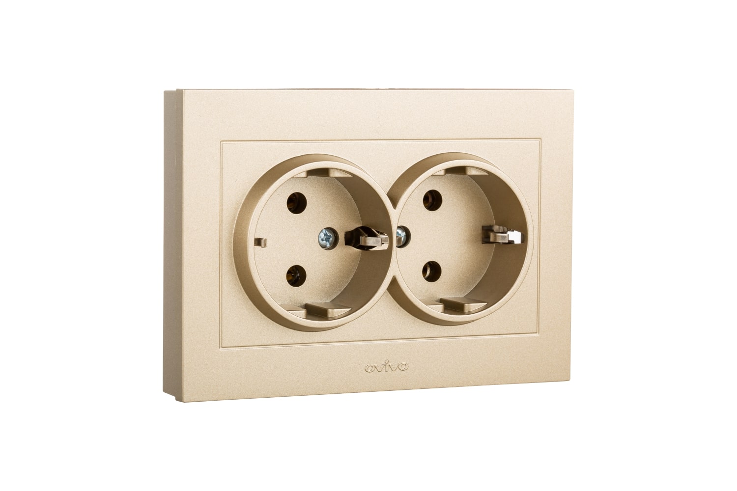 Priza Schuko dubla Ovivo Grano, IP20, 16A, ABS, bej  