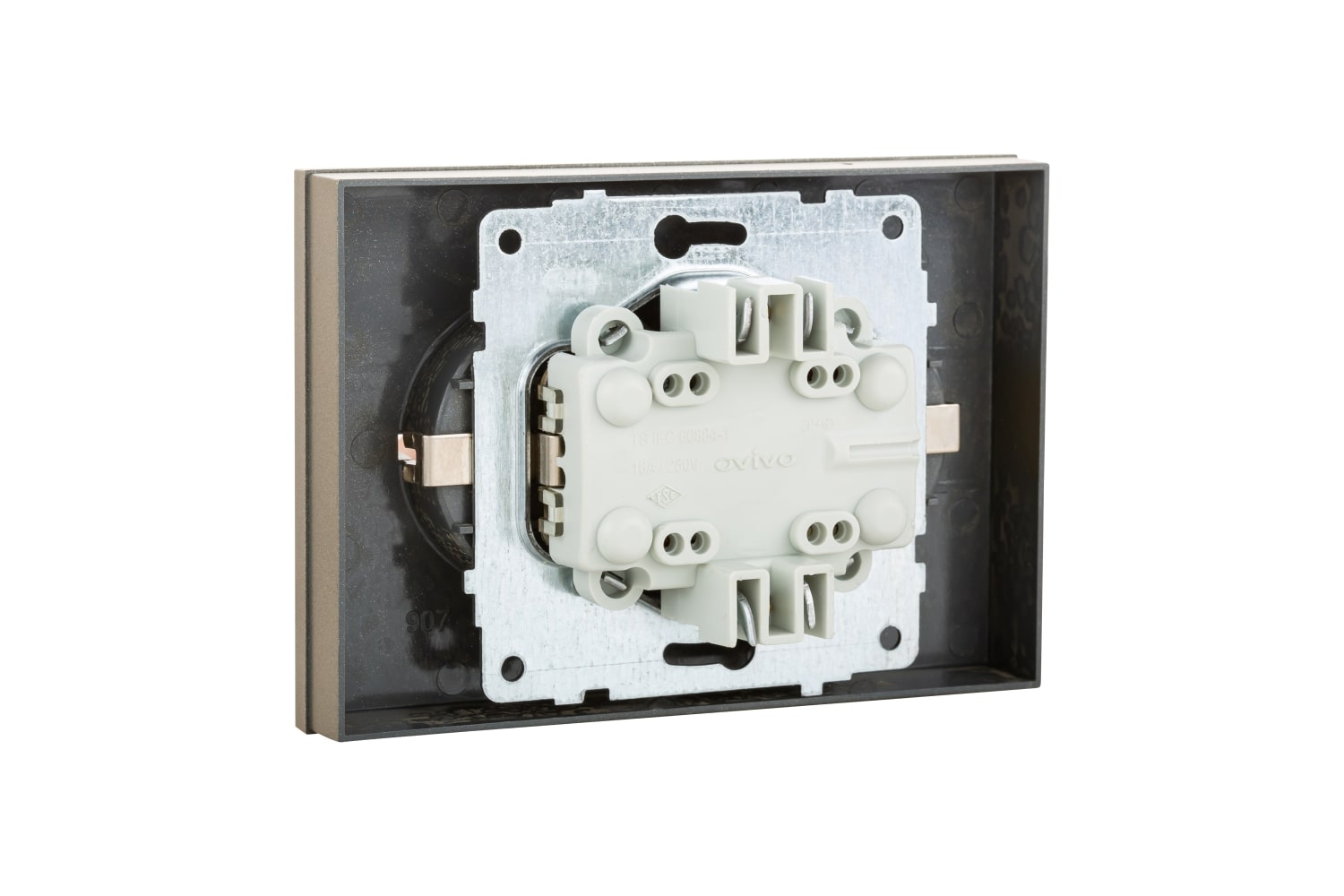 Priza Schuko dubla Ovivo Grano, IP20, 16A, ABS, bej  