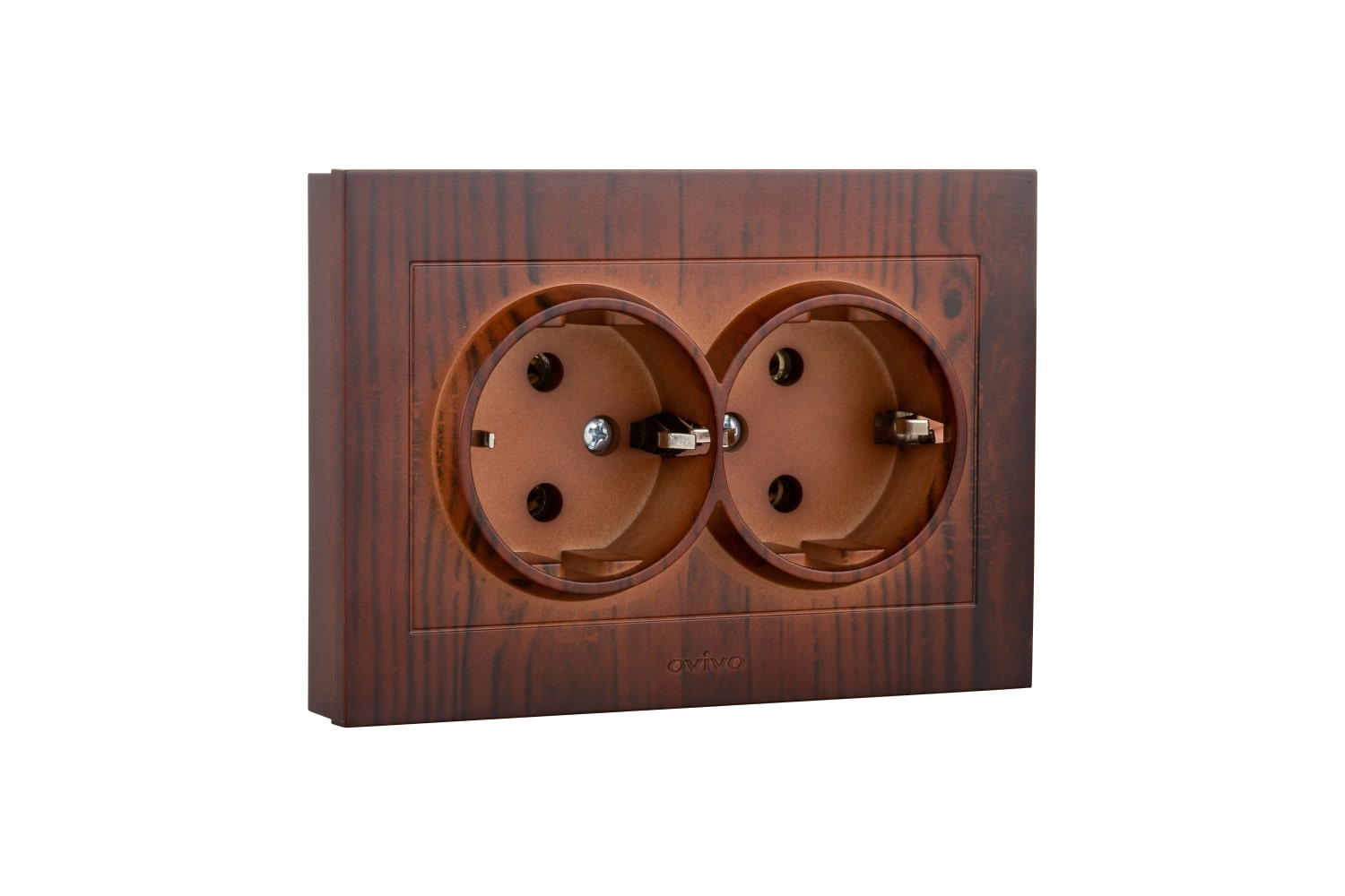 Priza Schuko dubla Ovivo, IP20, 16A, ABS, maro  