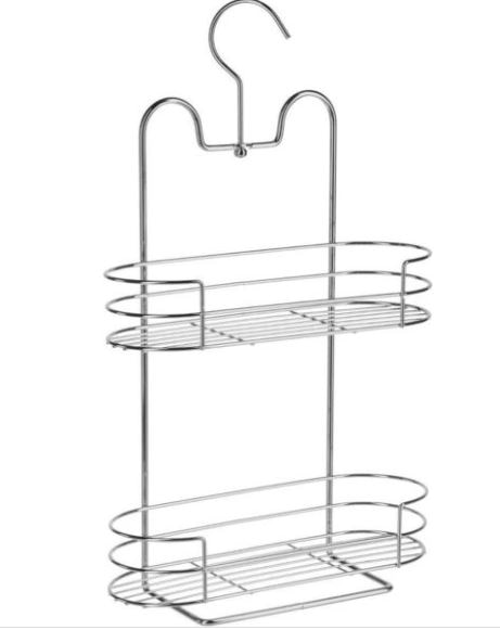 Etajera dus, 2 nivele, otel cromat