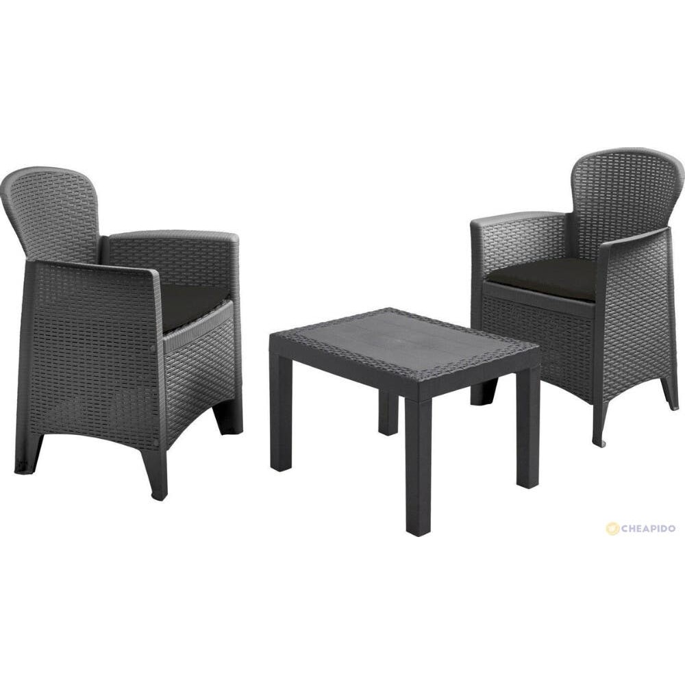 Set mobilier gradina Ipae, 3 piese, perne, negru