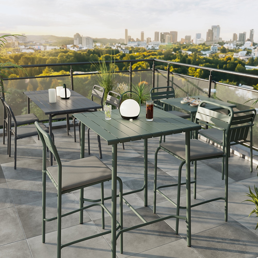 Scaun terasa GOODHOME Lithari, otel, 57 x 53 x 108.5 cm, verde