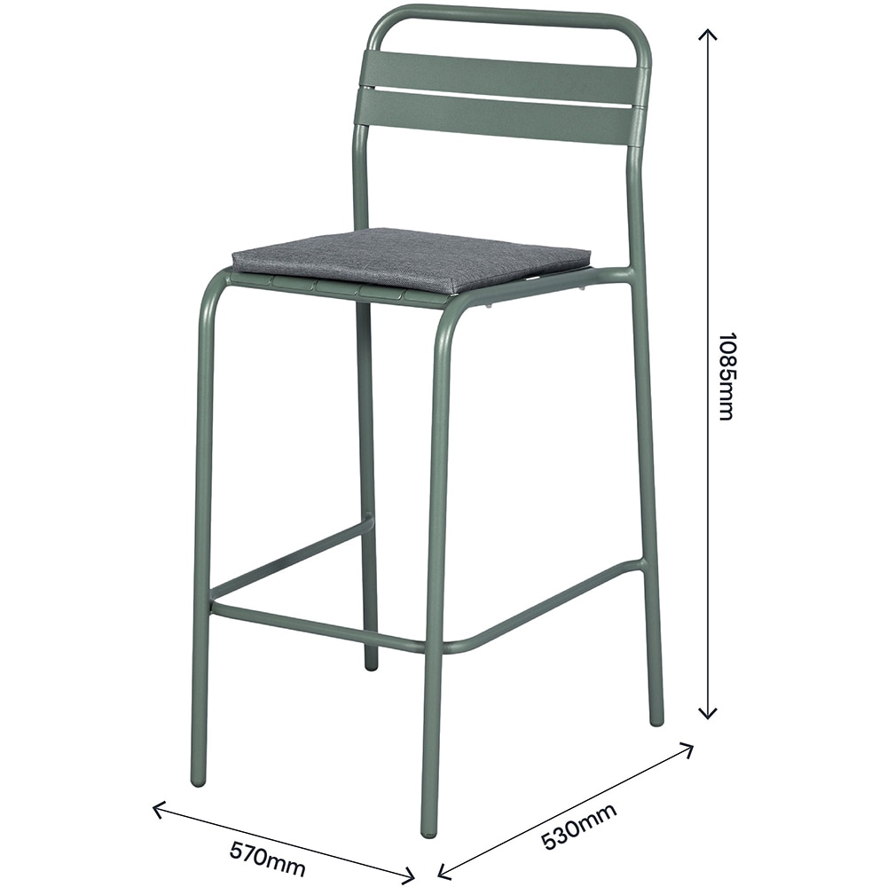 Scaun terasa GOODHOME Lithari, otel, 57 x 53 x 108.5 cm, verde