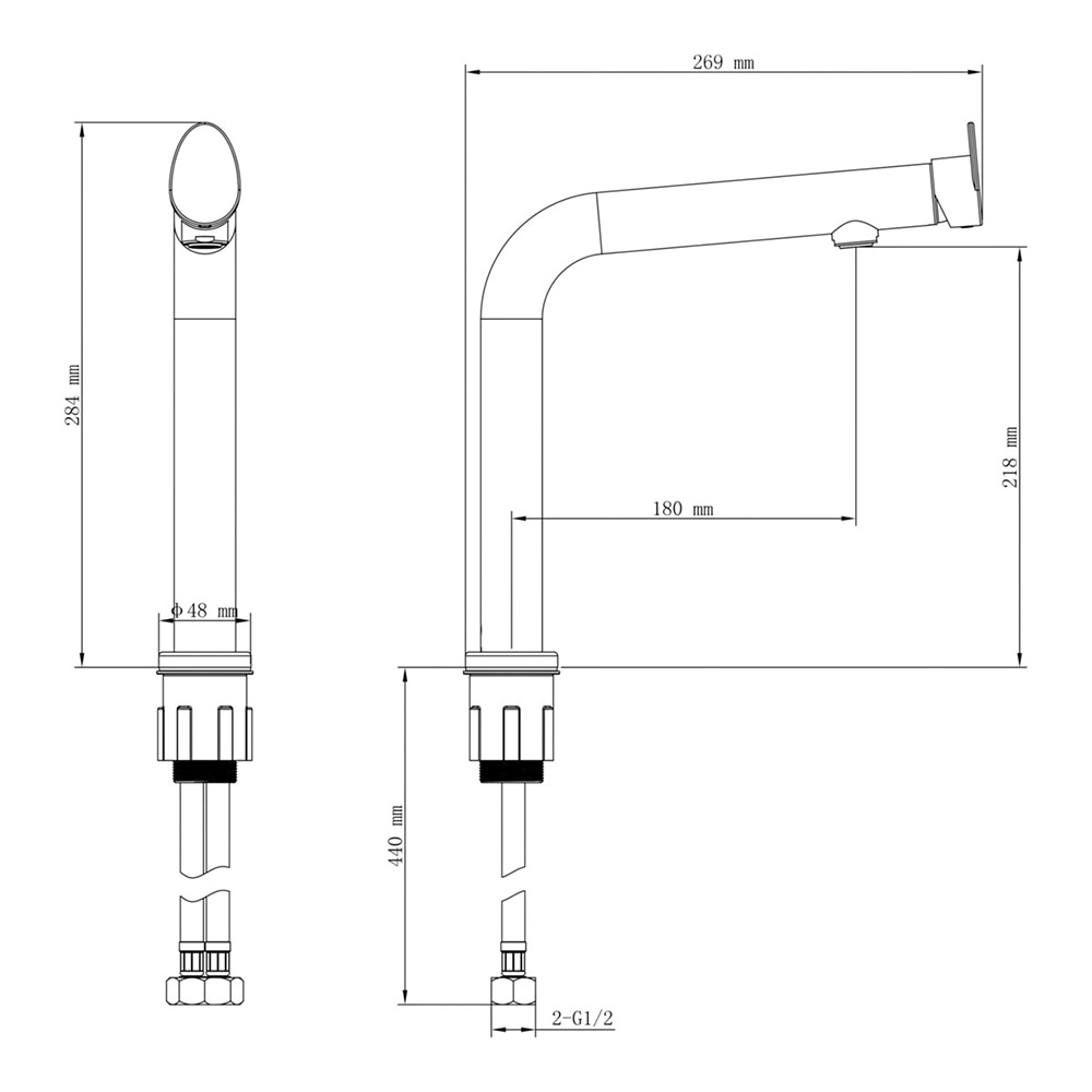 Baterie bucatarie GOODHOME Cascabel, alama, crom