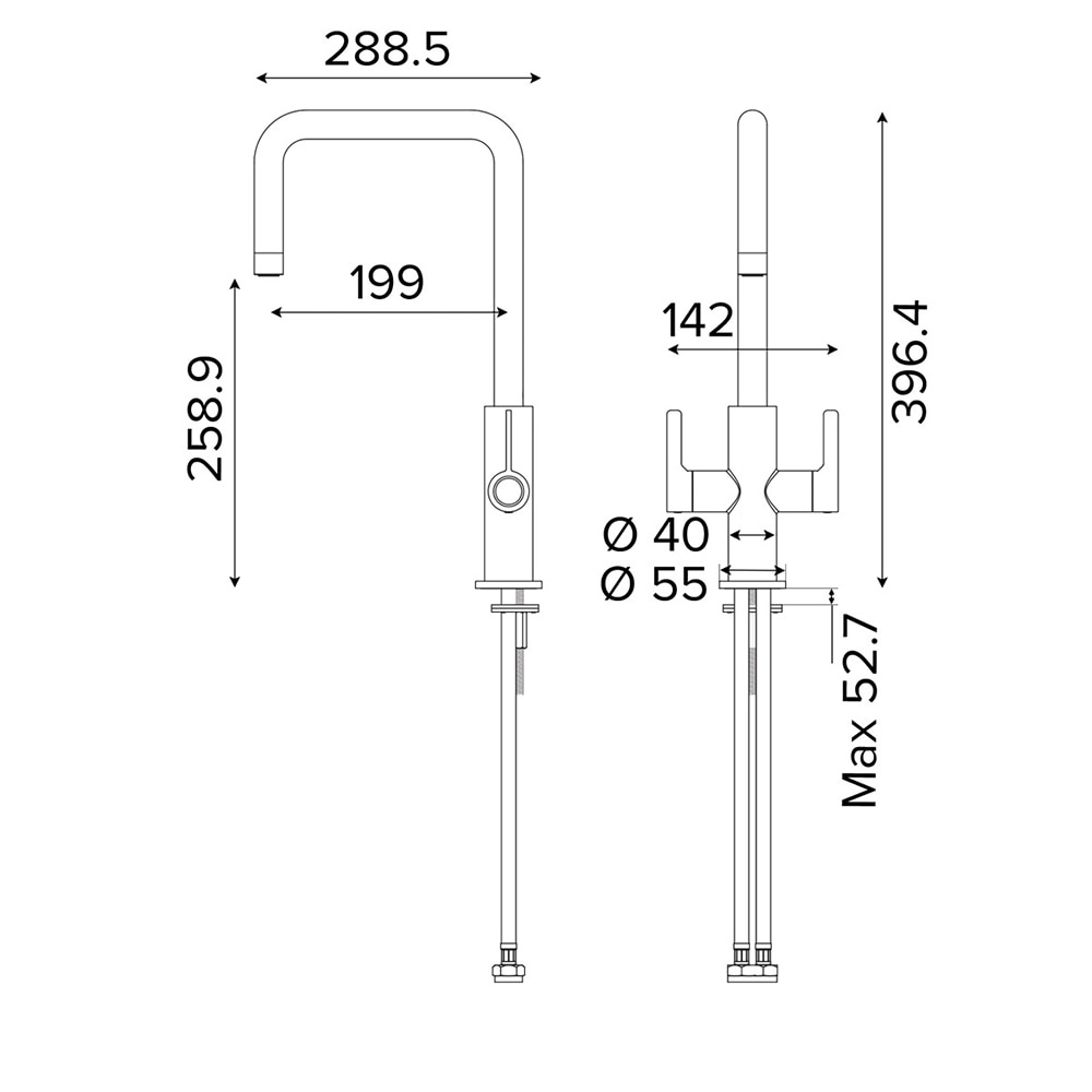 Baterie bucatarie GOODHOME Kamut, alama, negru