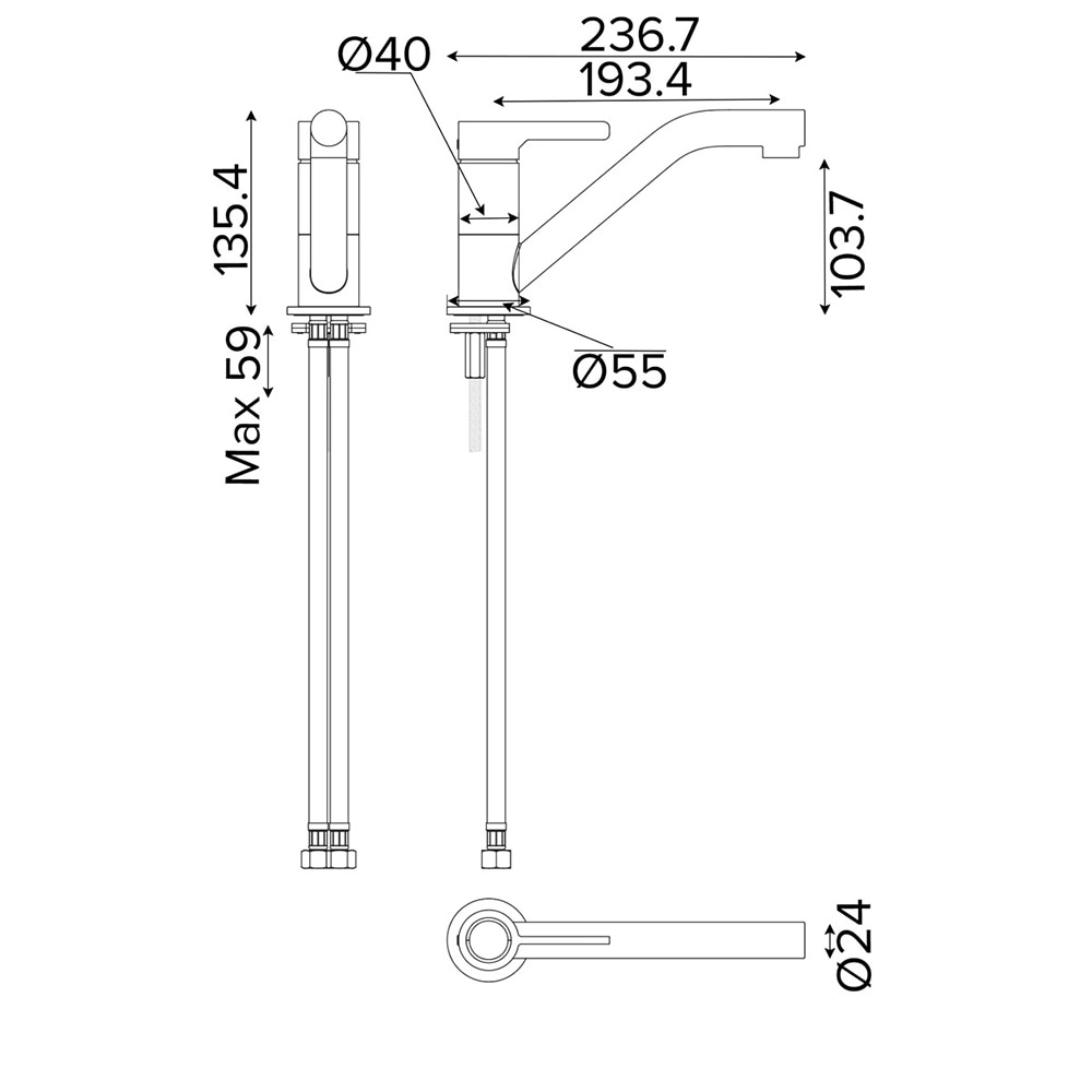 Baterie bucatarie GOODHOME Kawa, alama, grafit