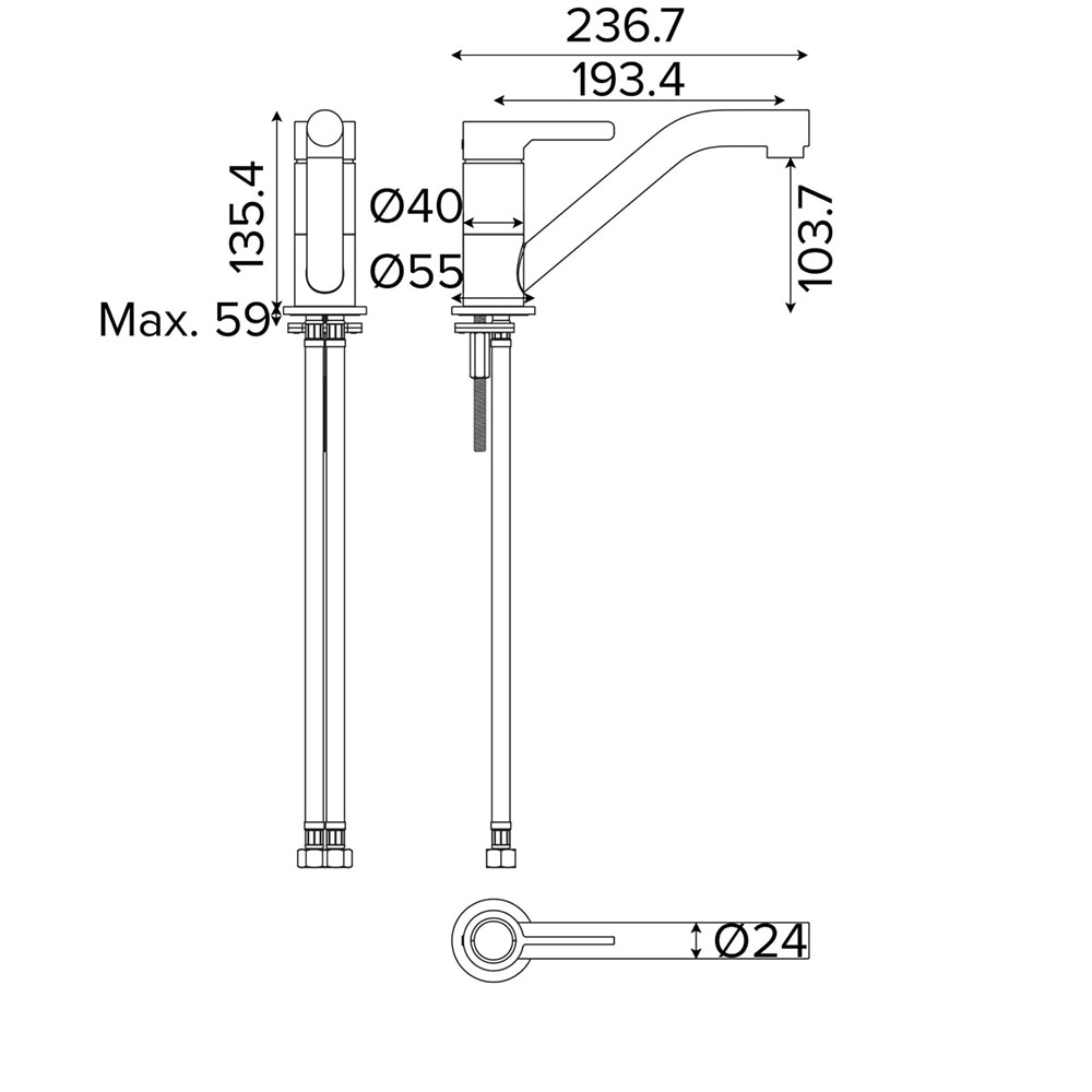 Baterie bucatarie GOODHOME Kawa, alama, inox