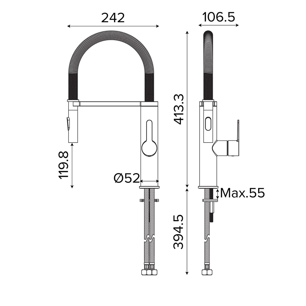 Baterie bucatarie GOODHOME Saffron, alama, inox