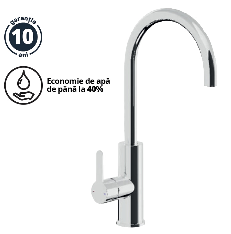 Baterie de bucatarie, monocomanda, cromata, finisaj lucios  GoodHome Zanthe