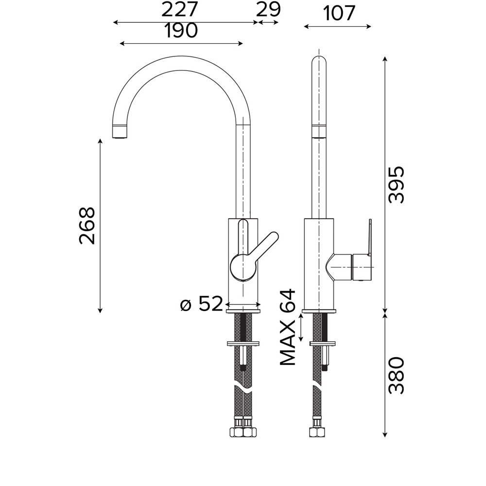Baterie bucatarie GOODHOME Zanthe, alama, titan