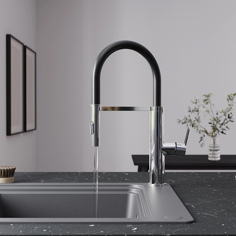 Baterie bucatarie GOODHOME Zatar, dus extractibil, alama sanitara, crom