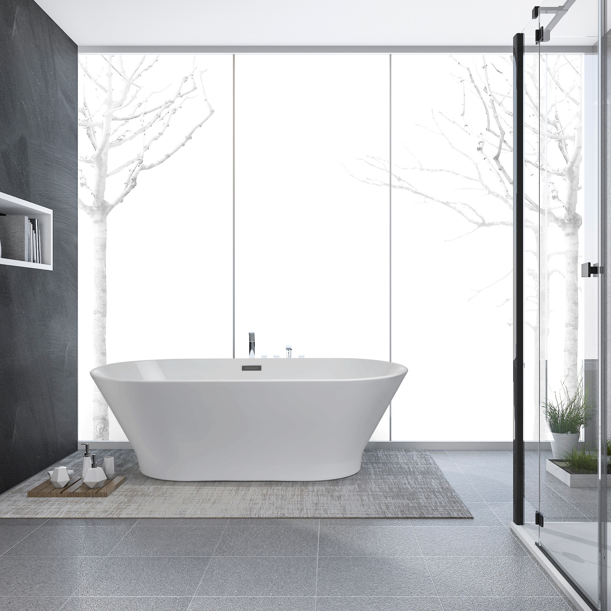 Cada freestanding baie, ovala, alba, 170 x 75 x 60 cm • GoodHome Oslo