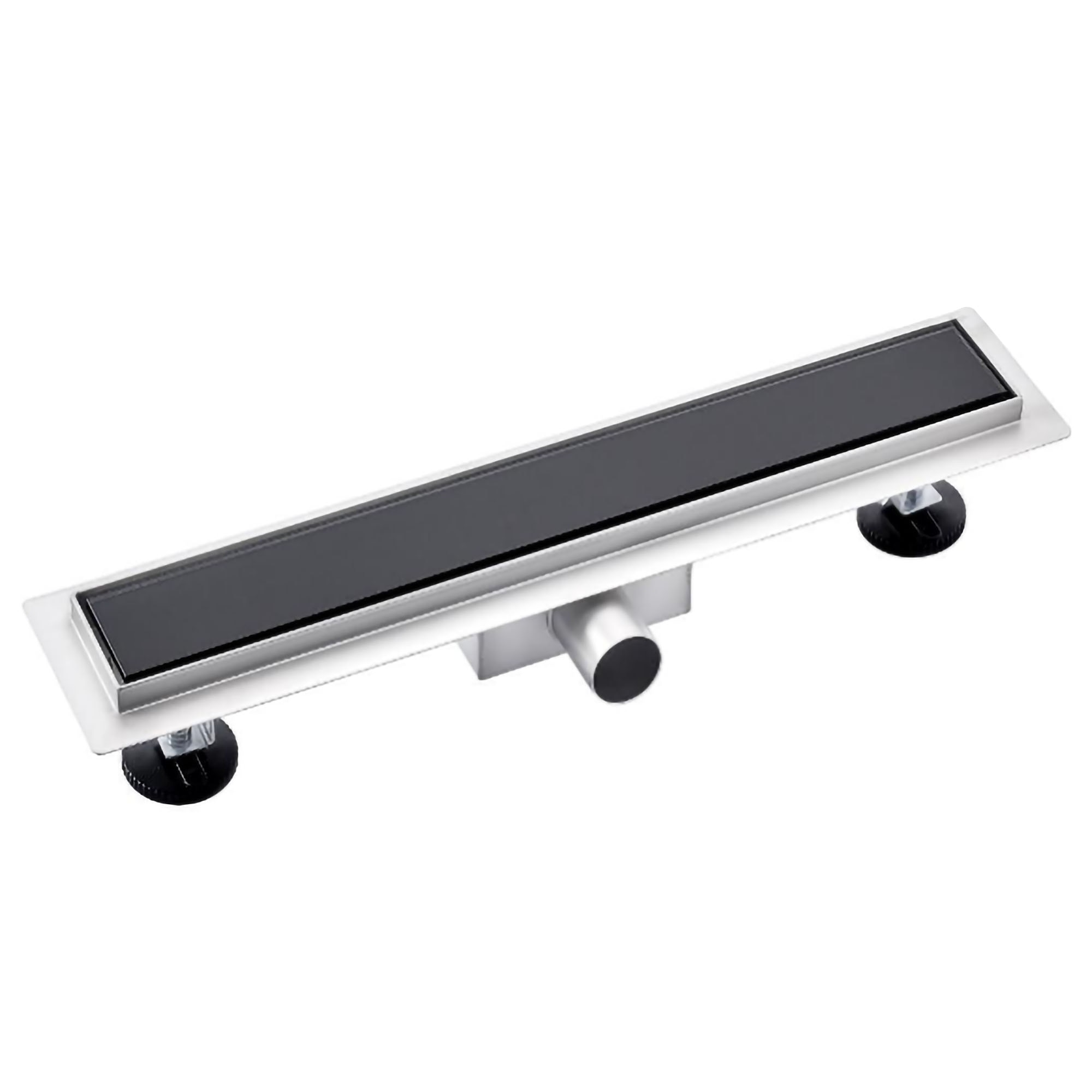 Rigola dus, inox si sticla, 450 mm, neagra