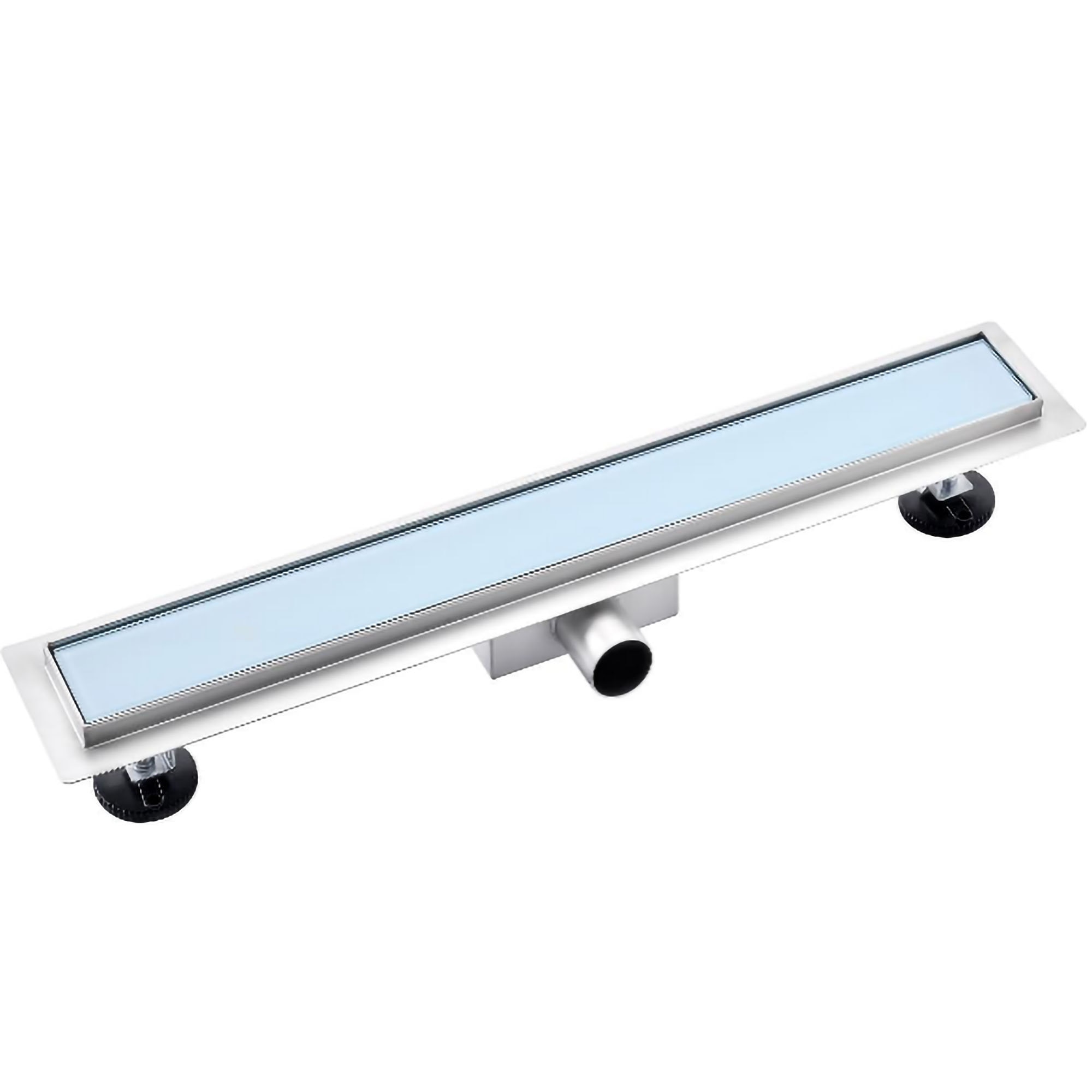 Rigola dus, inox si sticla, 450 mm, alb