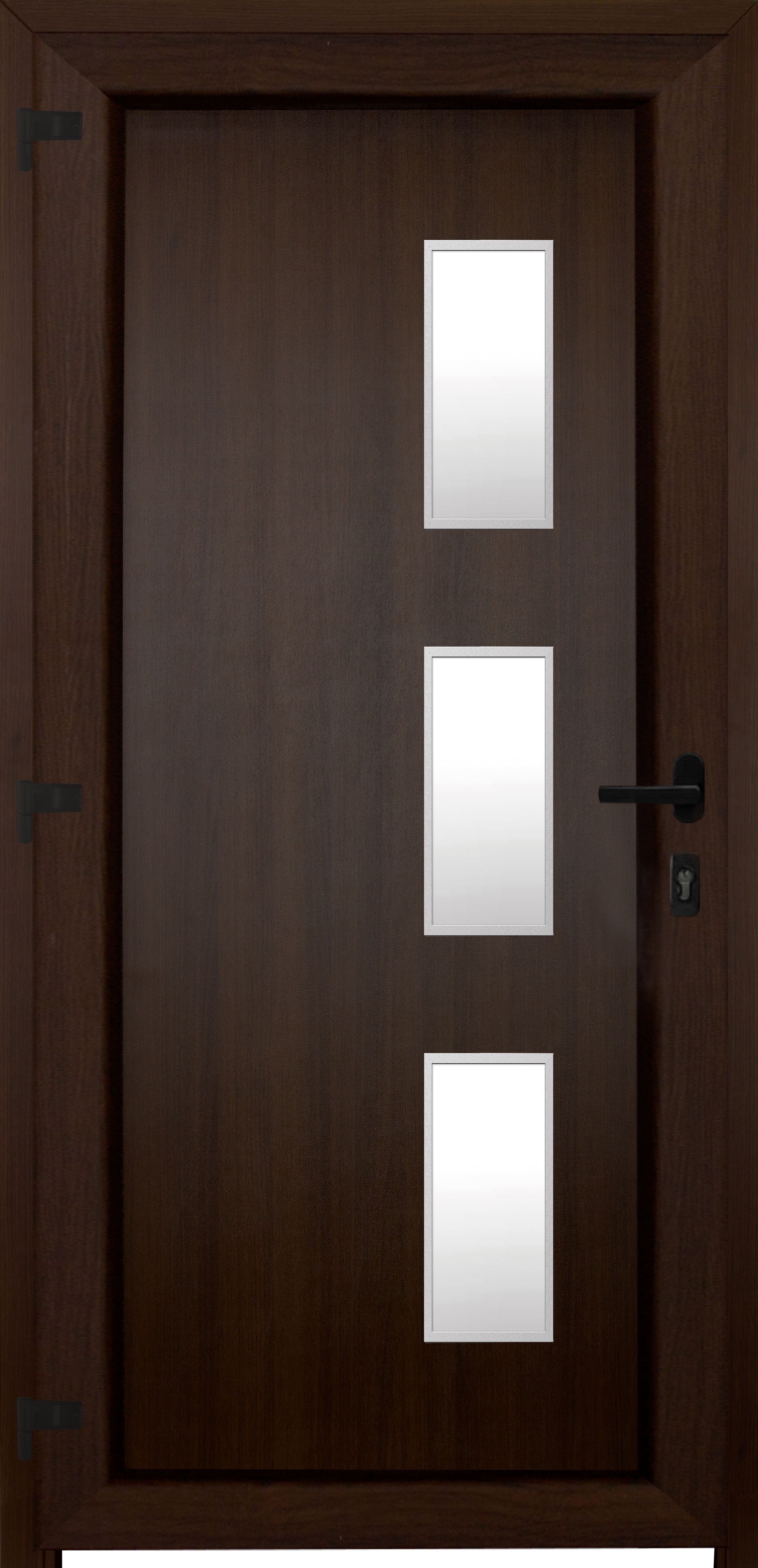 Usa de exterior pentru casa, PVC nuc, cu geam, dreapta, 205 x 88 cm • Fortia Kilifi