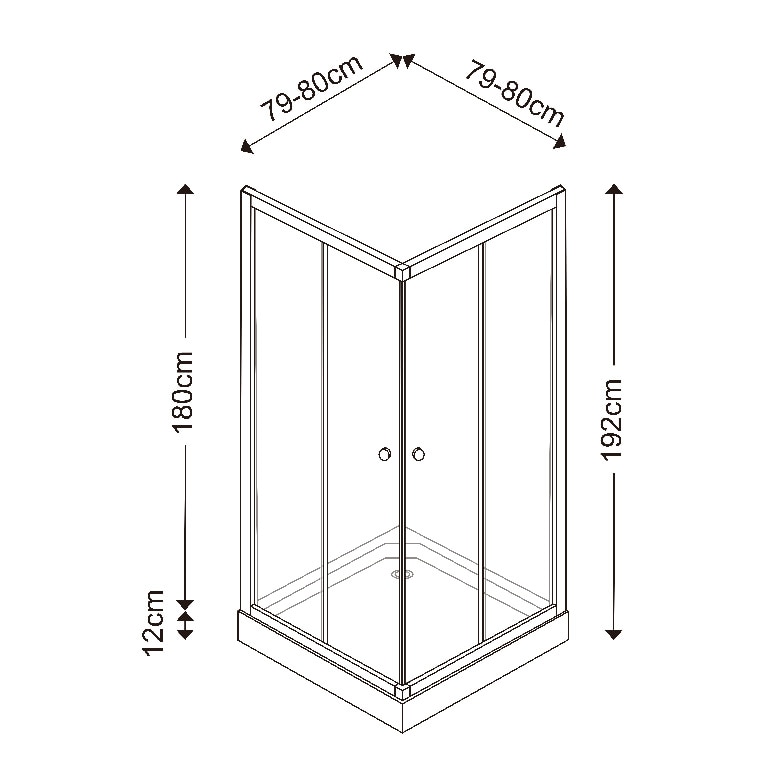 Cabina dus simpla, patrata, 80 x 80 cm 